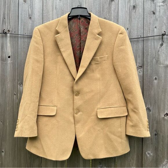 Lauren Ralph Lauren Blazer Men’s Size 42-R Beige 100% Camel Formal Wedding Work - Picture 1 of 11